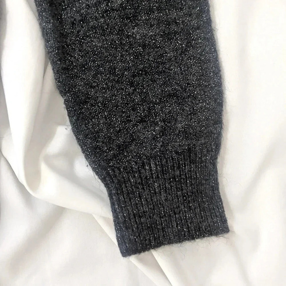 Banana Republic Fluffy Metallic Crewneck Sweater, Color Dark Charcoal Size XS - Picture 6 of 11